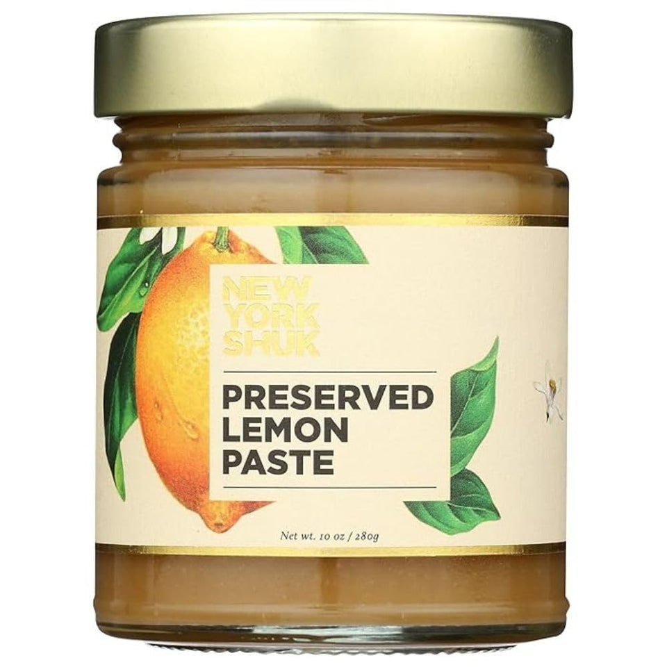 New York Shuk Preserved Lemon Paste jar top view adds vibrant citrus depth for sauces