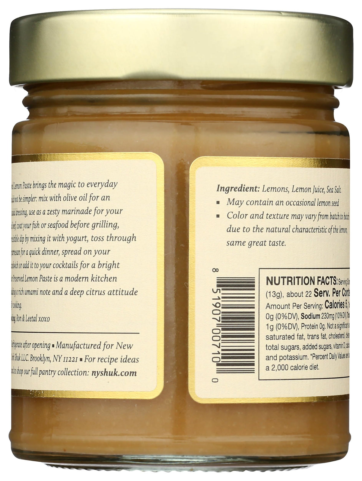 New York Shuk preserved lemon paste label signals premium seasoning