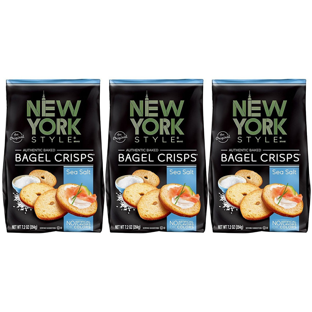 New York Style Bagel Crisps sea salt, savory snack ideal for dipping or topping