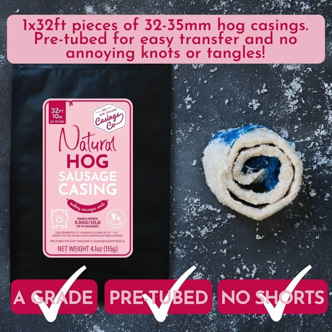 THE NEW ZEALAND CASINGS CO edible hog-casing 32ft for juicy, plump sausages.