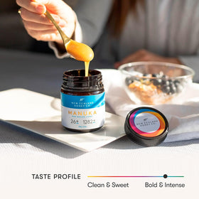 New Zealand Honey Co. Amber bottle showcases deep Manuka warmth and color