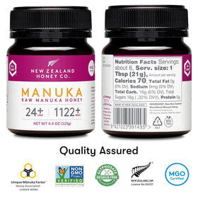New Zealand Honey Co. amber glass jar; premium Manuka honey for everyday flavor.