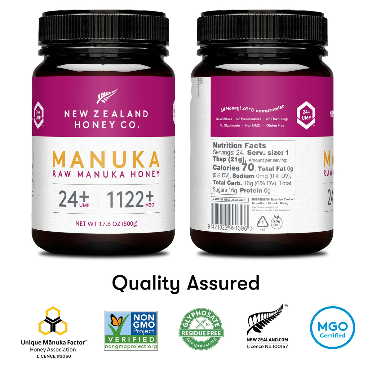 Pouring Manuka honey from a New Zealand Honey Co bottle.