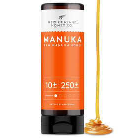 New Zealand Honey Co Manuka Honey squeeze bottle enables precise, mess-free drizzle.