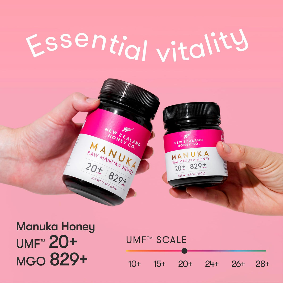 New Zealand Honey Co. UMF-certified Manuka label indicating quality and authenticity.