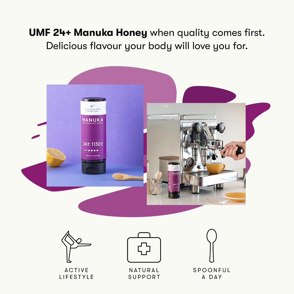 New Zealand Honey Co Manuka honey UMF 24+ amber color and depth