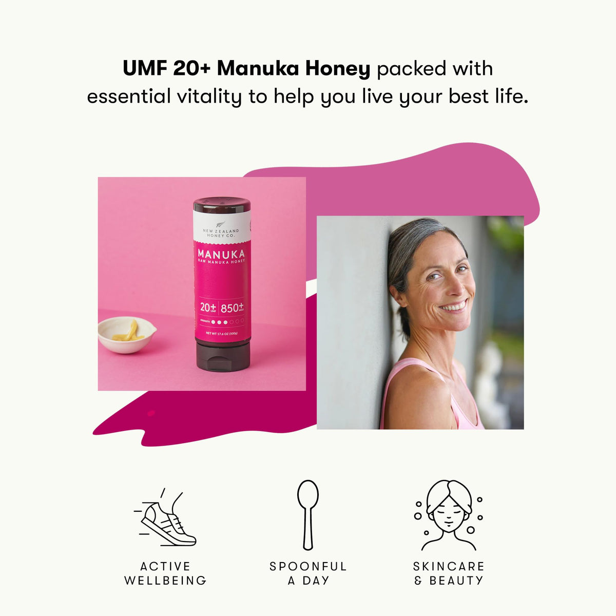 New Zealand Honey Co Manuka UMF 20+ skin application for simple skincare routines.