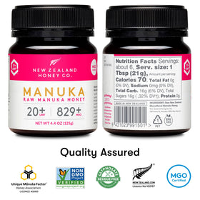 New Zealand Honey Co. Raw Manuka honey—thick texture perfect for toppings.