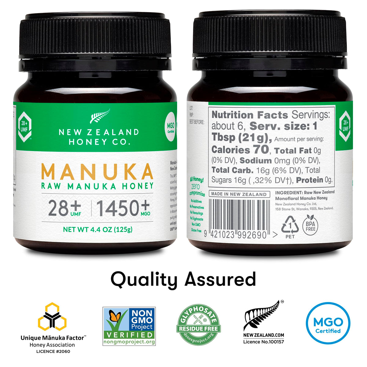 New Zealand Honey Co UMF-certified honey label signals trusted purity