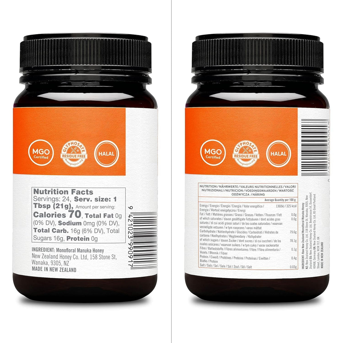 New Zealand Honey Co UMF 10+ label close-up highlighting authentic Manuka certification.