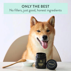 Manuka honey ingredient image emphasizes natural, single-ingredient goodness for dogs.