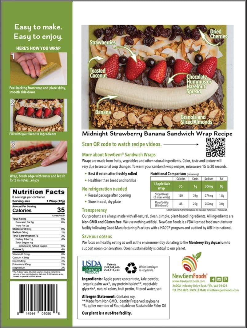 Closeup of NewGem Apple Kale Wraps ingredients showing crisp apples and kale.