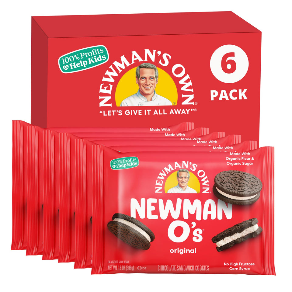 Newman's Own Newman-O's classic creme cookie close-up showing crisp chocolate and creamy filling.