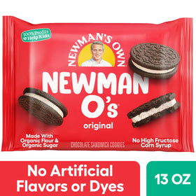 Newman's Own Newman-O's organic ingredients label visible for health-conscious shoppers.