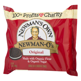 Cross-section of Newman's Own Newman-O's Original showing creamy crème center.