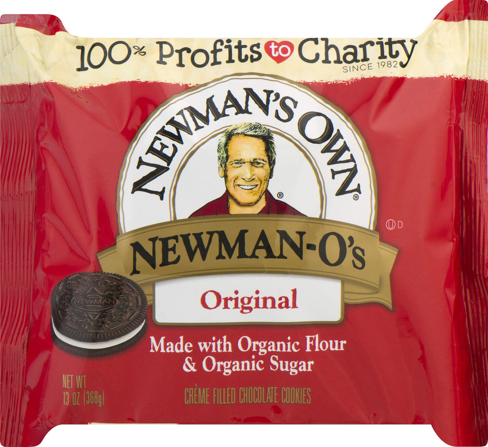 Newman's Own Newman-O's Original cookies on a serving tray, a quick snack option.