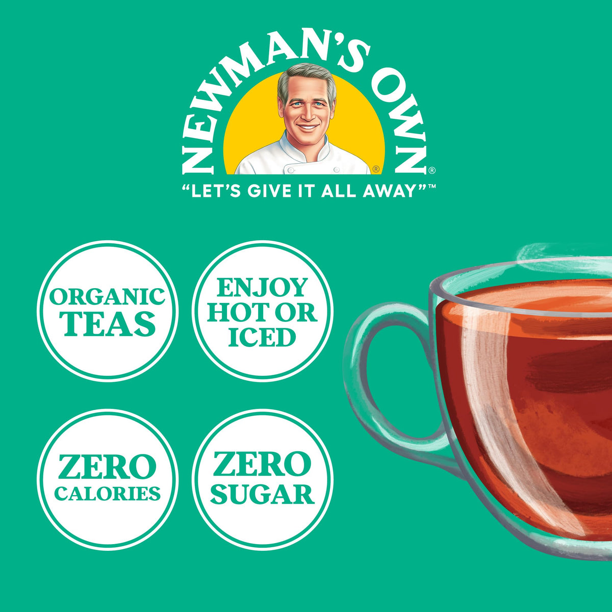 Newman's Own Organic Black Tea foil-wrapped bags preserving freshness for rich cups.