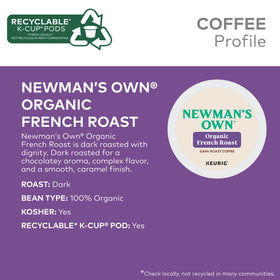 Newman's Own Organic French Roast single-serve convenience for busy mornings.