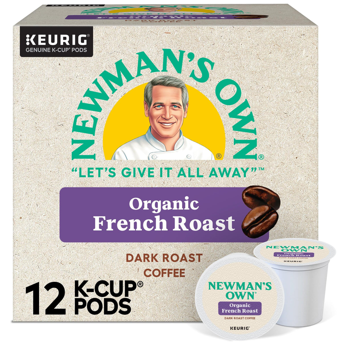Newman's Own Organic French Roast K-Cup box for quick, convenient single-serve mornings.