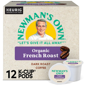 Newman's Own Organic French Roast K-Cup box for quick, convenient single-serve mornings.