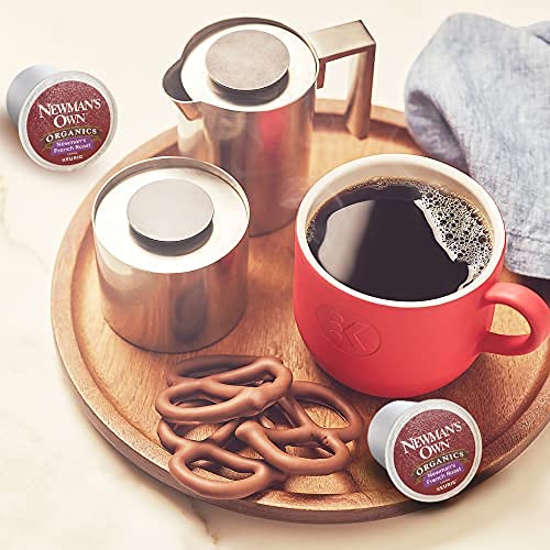 Kitchen counter with Newman's Own French Roast K-Cups ready to brew