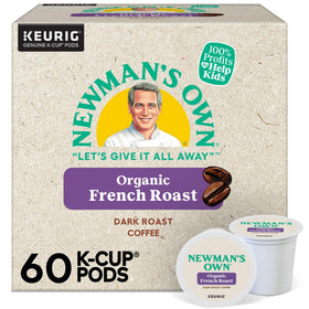Newman's Own Organic French Roast K-Cup pods for bold morning brews.