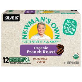 Newman's Own Organic French Roast K-Cup pour shows rich aroma.