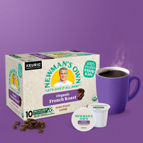 Newman's Own Organic French Roast eco-friendly packaging and labeling.