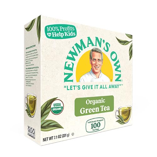 Newman's Own Organic Green Tea USDA Organic seal on box signals certification.