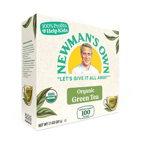 Newman's Own Organic Green Tea USDA Organic seal on box signals certification.