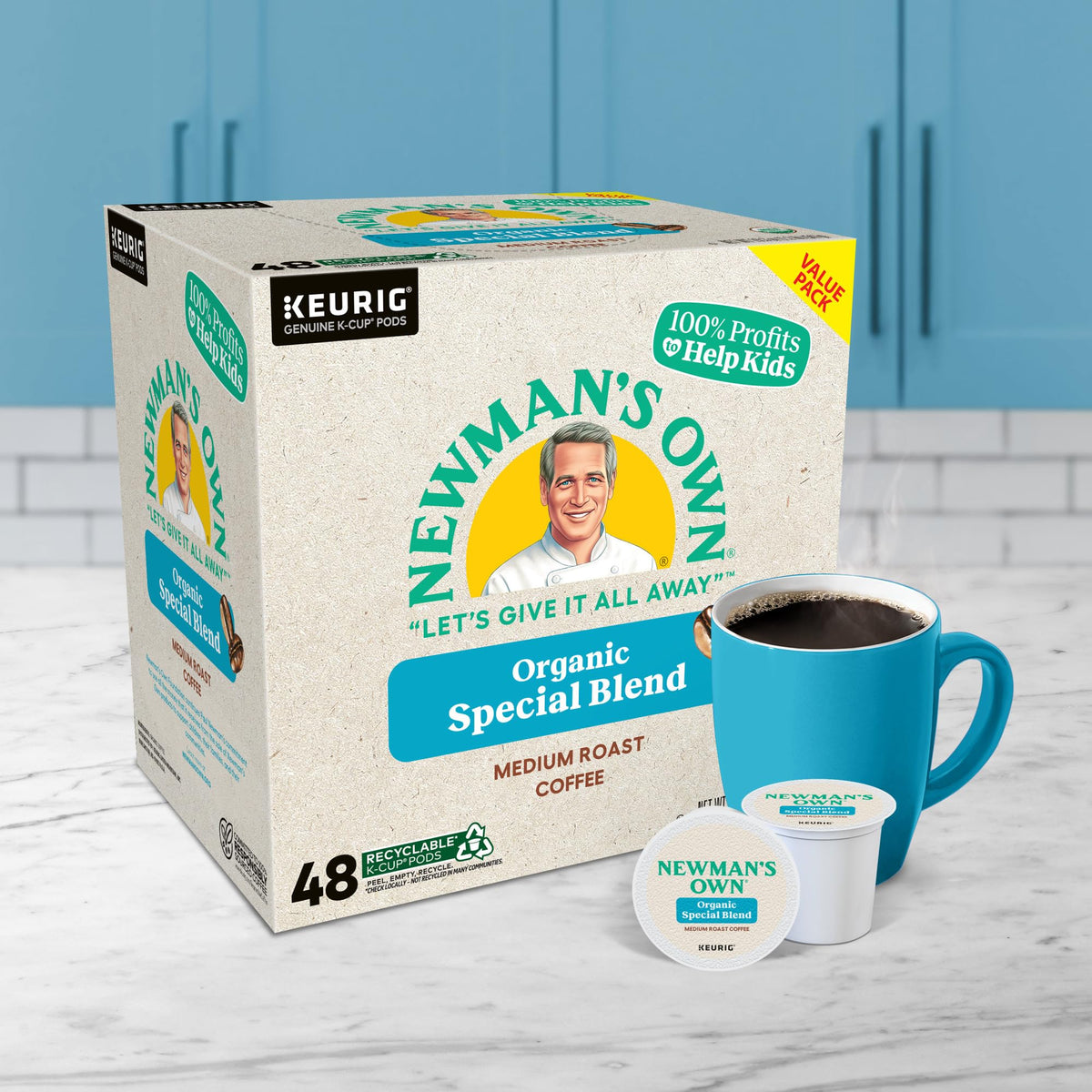 Newman's Own Organic Special Blend aroma close-up invites a comforting sip.