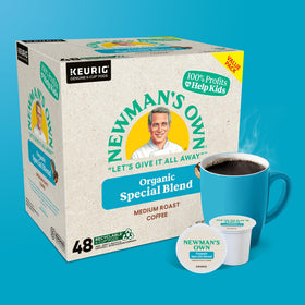 Newman's Own Organic Special Blend shelf display with consumer-friendly packaging.