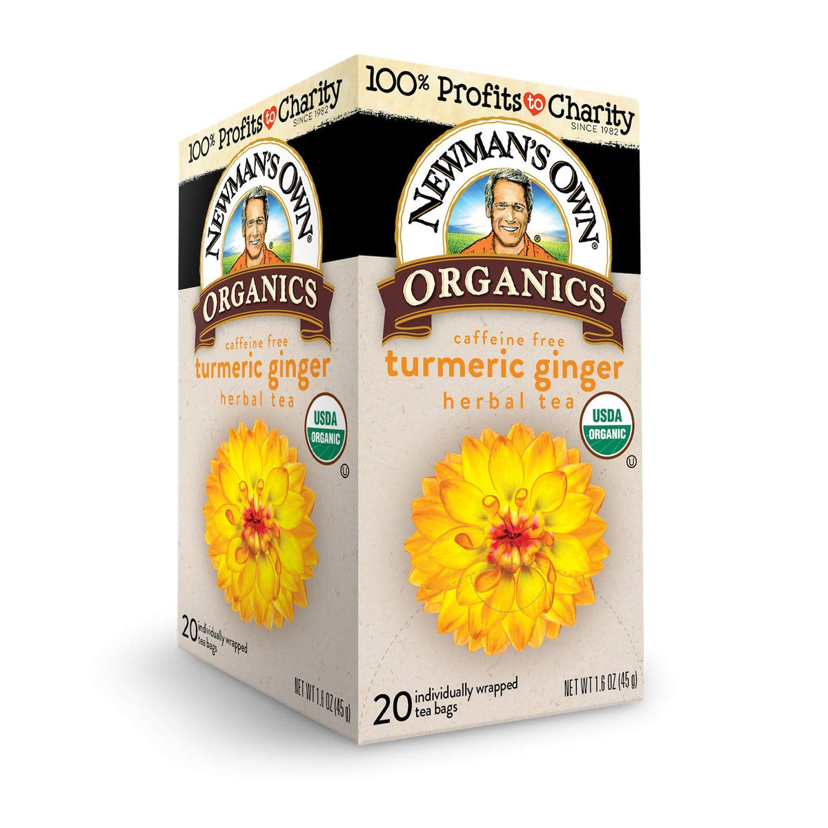 Newman's Own Organic Turmeric Ginger tea cup steeping with inviting aroma.