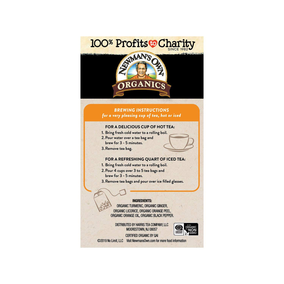 Newman's Own Turmeric Ginger blend features turmeric, ginger, citrus and licorice.