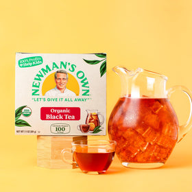 Newman's Own Organic Black Tea contains caffeine for balanced energy lift