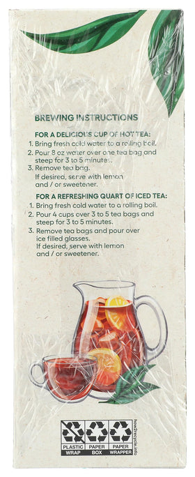 Opened box of Newman's Own Organics Royal Black Tea showing 100 sachets.