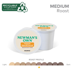 Newman's Own Organic Special Blend Decaf K-Cup Pods 60-count box shows value pack.