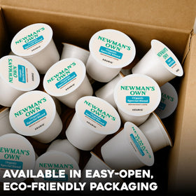 Close-up of Newman's Own Organic Special Blend Keurig cup for a rich brew