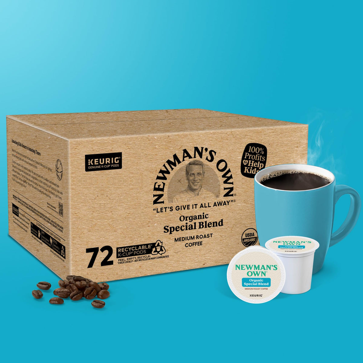 Newman's Own Organic Special Blend packaging label shows organic and kosher certifications