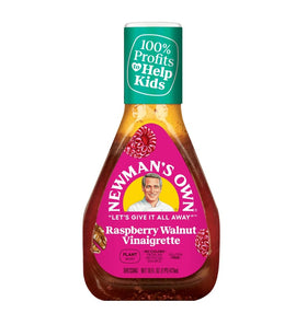 Newman's Own Raspberry Dressing bottle close-up showing smooth dressing for salads