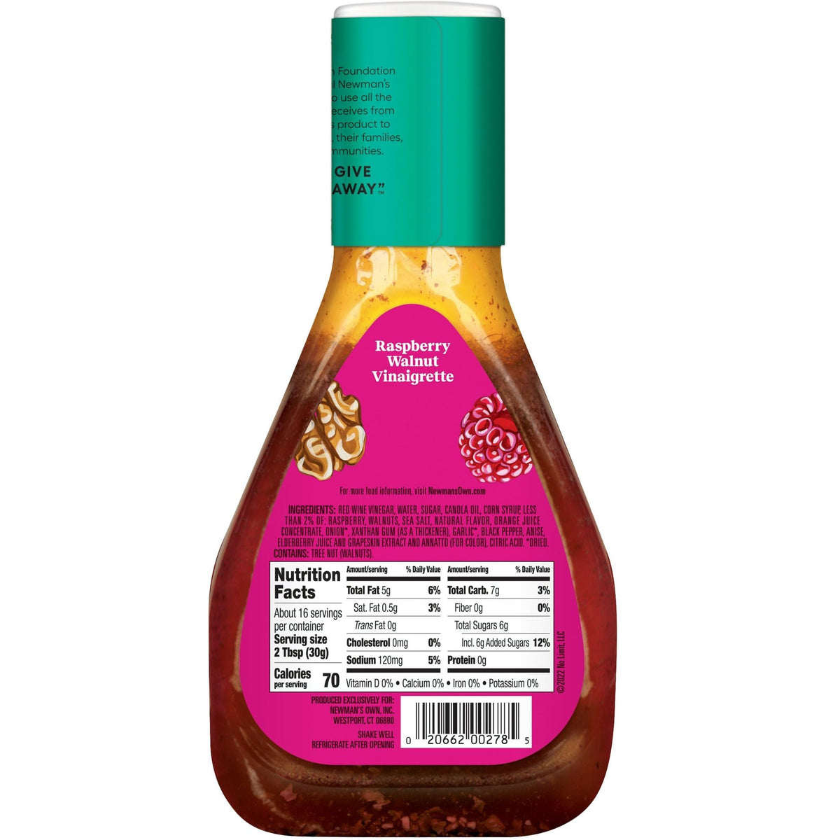 Newman's Own Raspberry Dressing glossy bottle close-up for pantry-ready meals