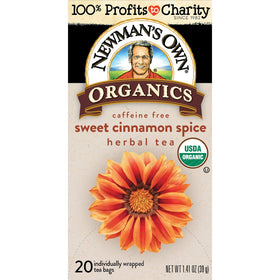 Newman's Own Organic Sweet Cinnamon Spice Tea creates a warm, aromatic cup.
