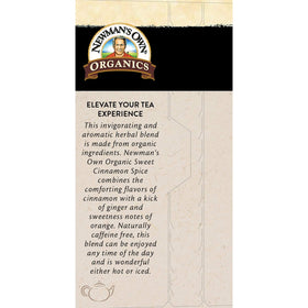 USDA Organic and Kosher seals accompany Newman's Own tea packaging.