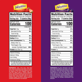Newtons strawberry bars close-up, 5 g whole grain per serving for a wholesome option.