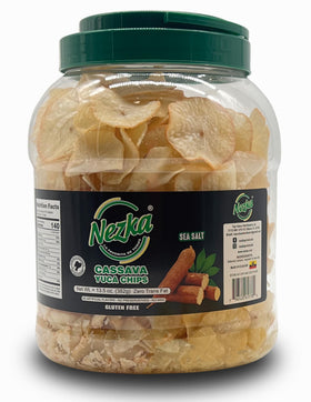 Nezka Cassava Chips bag view shows a crispy, gluten-free snack ready to enjoy