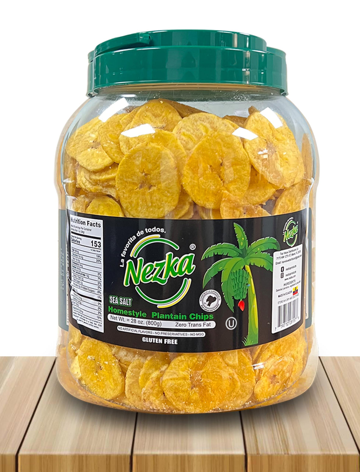NEZKA plantain chips being poured into a snack bowl