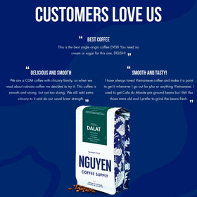 Nguyen Coffee Supply 12 oz bag designed for fresh at-home brewing.