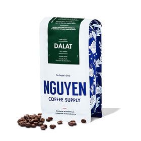 Nguyen Coffee Supply Dalat Arabica dark roast bag with smooth, rich aroma.