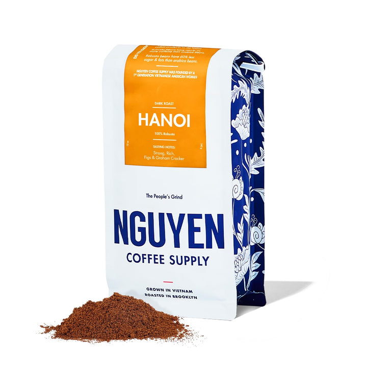 Nguyen Coffee Supply Hanoi Robusta bag front showing bold, premium Vietnamese beans.
