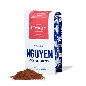 Nguyen Coffee Supply Loyalty Signature bag featuring Robusta-Arabica blend for balanced home brewing.
